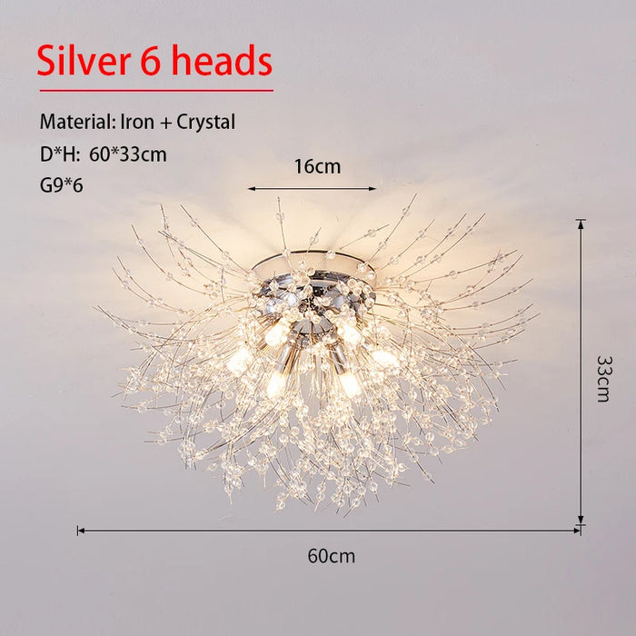 Crystal Dandelion Ceiling Light – 4-Light Nordic Chandelier for Living Room & Dining Room