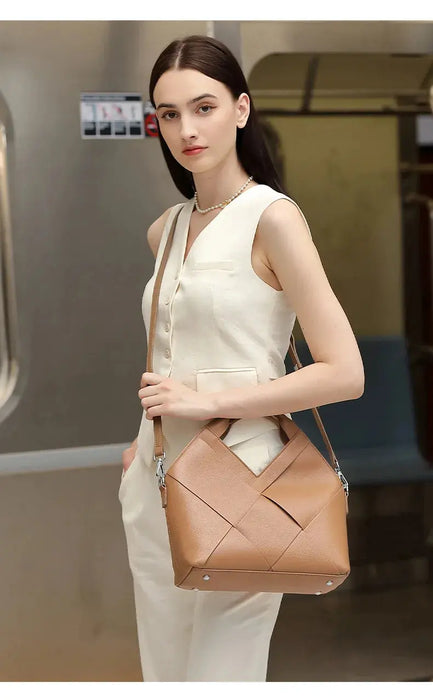 Cow Leather Shoulder Bag – Soft Satchel for Four Seasons SF