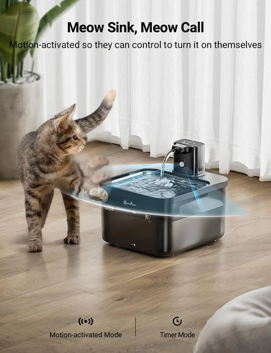 Wireless Cat Water Fountain – Battery-Operated with Motion Sensor & 5-Level Filtration