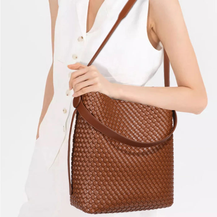 Woven Bucket Tote Bag for Women – Large Crossbody Hobo Shoulder Bag for Summer - Samanta Factory