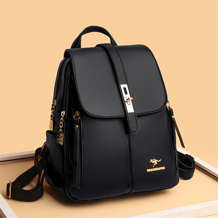 Women’s Leather Backpack – Fashionable White Shoulder Bag for Travel & School - Samanta Factory
