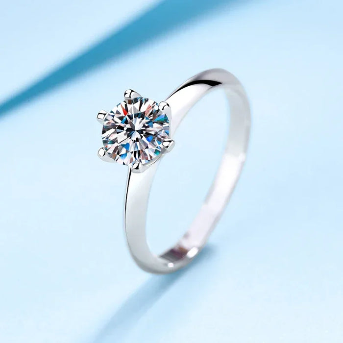 Moissanite Engagement Ring – D-Color VVS1 Sterling Silver