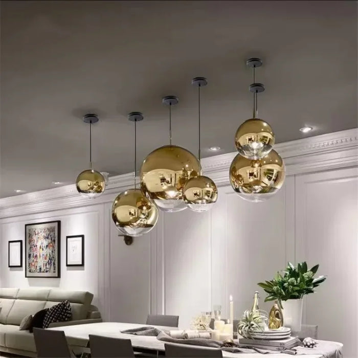 Glass Pendant Light – Mirror Finish with E27 LED Compatibility - Samanta Factory