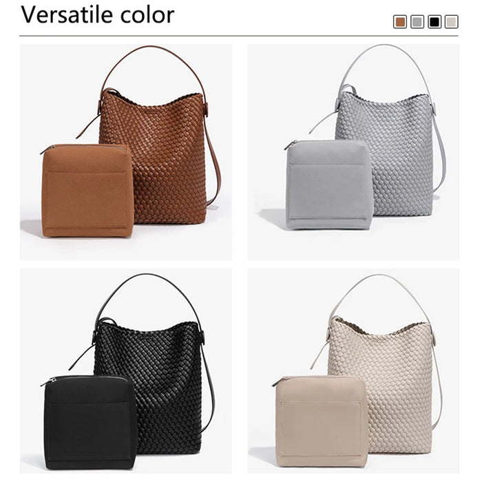Woven Bucket Tote Bag for Women – Large Crossbody Hobo Shoulder Bag for Summer - Samanta Factory