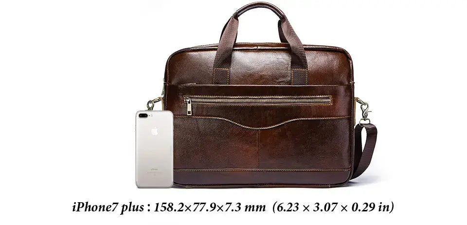 Leather Business Briefcase – Lightweight Men’s Work Tote Bag SF