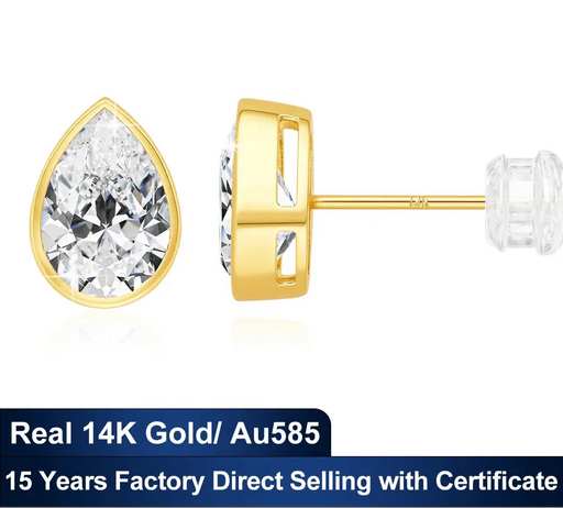 Luxury Bezel-Set Pear Moissanite Earrings for Wedding & Engagement Jewelry SF