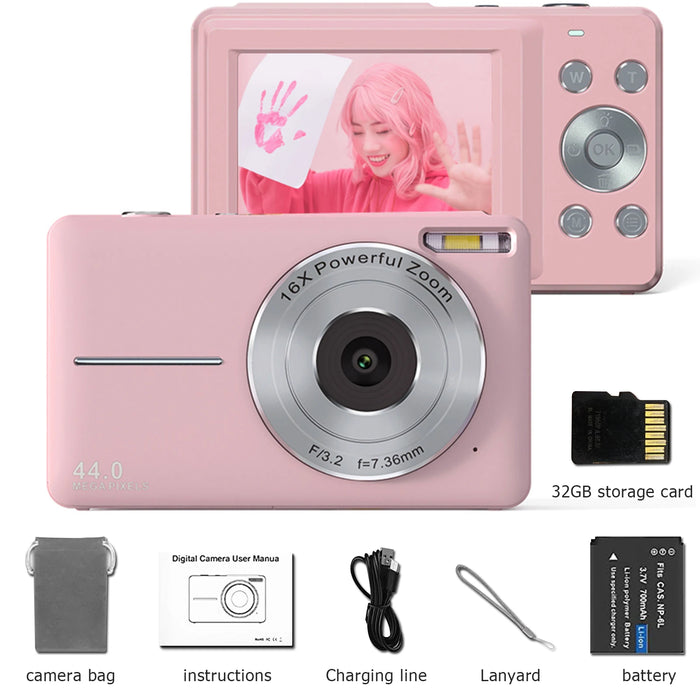 Digital Camera – 44MP Auto Focus with 1080P Video & 16X Zoom