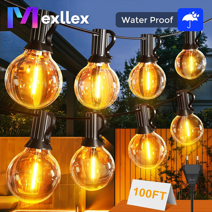 Warm white shatterproof LED globe string lights for patios, weddings, and outdoor events