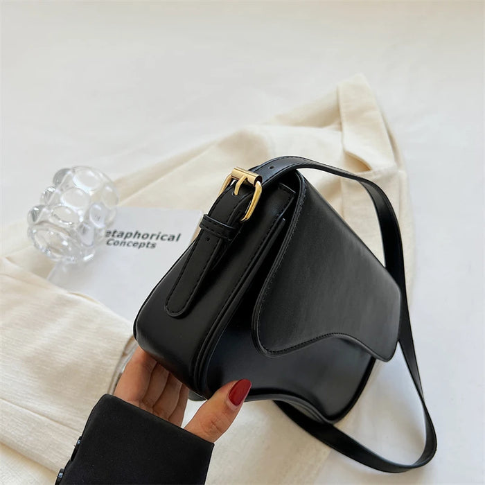 Women’s PU Saddle Bag – Stylish Hasp Closure & Interior Zipper Pocket - Samanta Factory