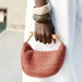 Women's Half Moon Straw Bag – Woven Bucket Crossbody Shoulder Bag for Summer Beach SF