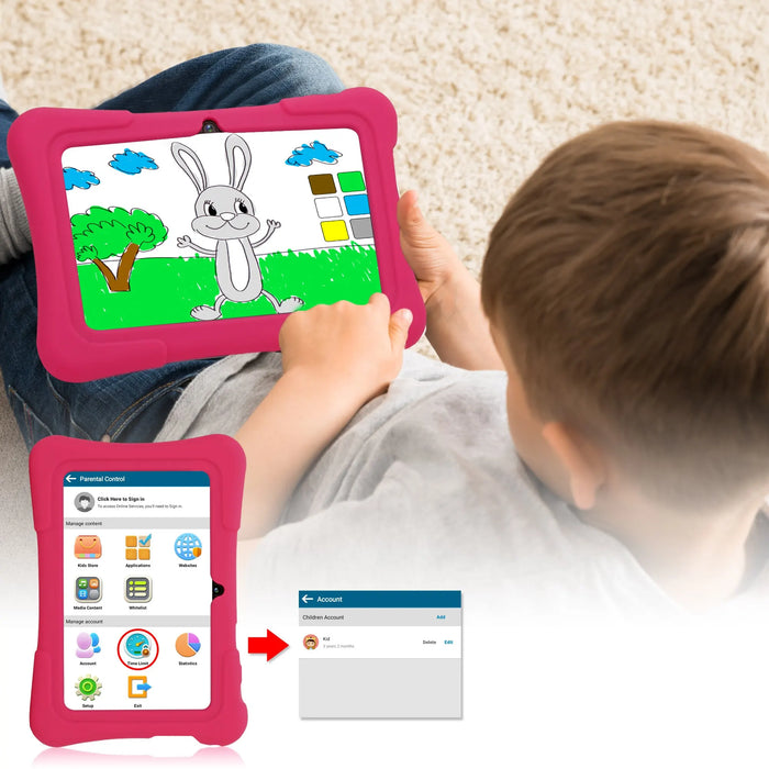 Kids Android Tablet – 7-Inch PRITOM K7 with WiFi, 32GB Storage, Parental Controls & Protective Case - Samanta Factory