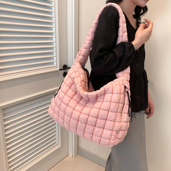 Women’s Puffer Shoulder Bag – Fashion Bubble Tote with Large Capacity
