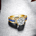 2ct Moissanite Ring – D Color VVS1 with Blue Sapphire Accent SF