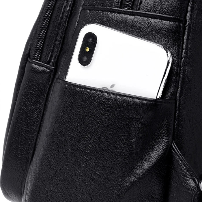 High-Quality Leather Backpack for Women – Large Capacity Travel & School Bag, Fashionable Mochila Shoulder Bag - Samanta Factory