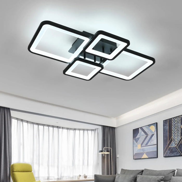 Modern LED Ceiling Light – 54W Dimmable Fixture with Remote for Dining Room & Foyer