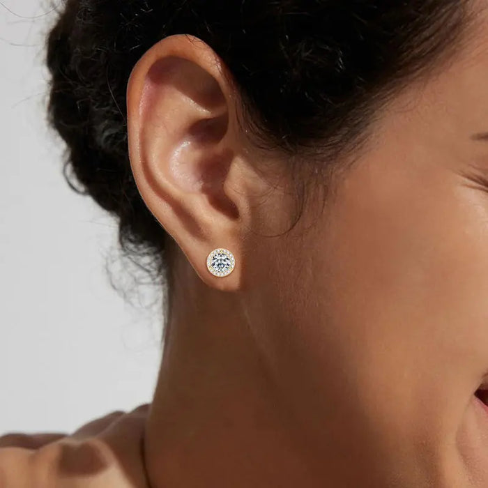 Premium 925 Sterling Silver Round Cut Earrings for Timeless Brilliance