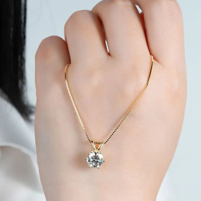 Moissanite Pendant Necklace – D-Color Round Solitaire