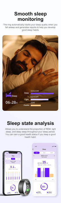 Smart Fitness Ring – Health Tracking with Sleep, Heart Rate & Gesture Control