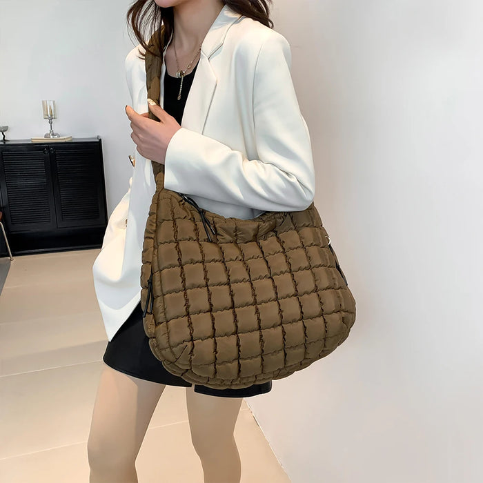 Women’s Puffer Shoulder Bag – Fashion Bubble Tote with Large Capacity