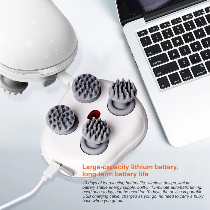 Electric Head Massager – 3D Kneading with 3 Modes for Stress Relief & Scalp Care