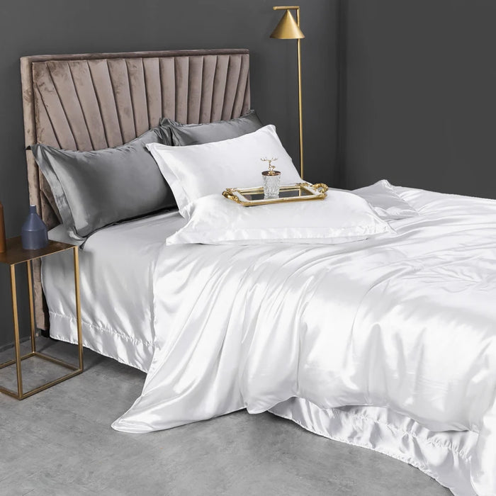 Schpert Rayon Bedding Set – Solid Color Duvet Cover with Pillowcases and Sheet, Twin to King - Samanta Factory