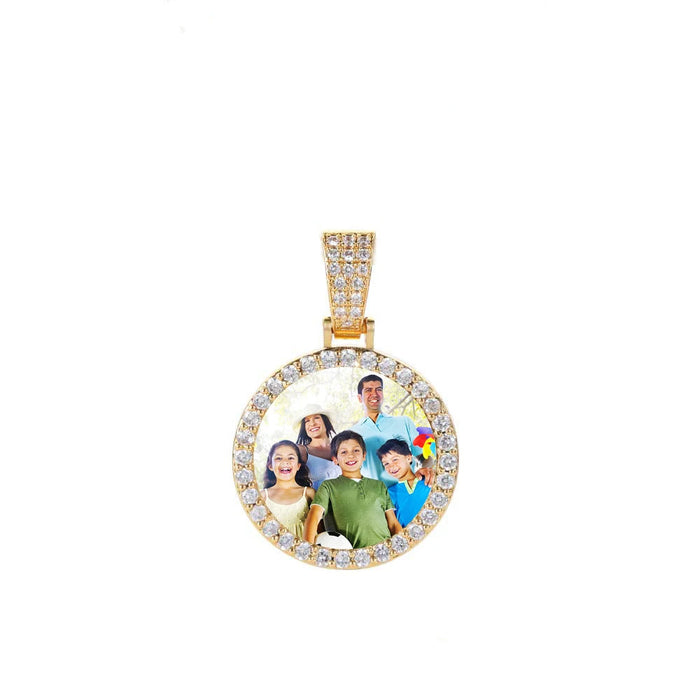 Personalized Bling Circle Necklace with Engraving – Memory Jewelry for Men & Women SF