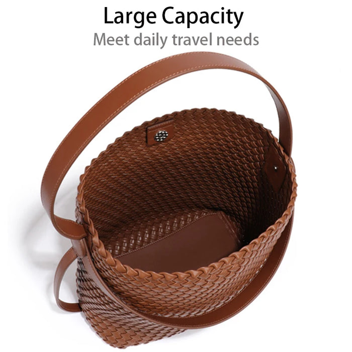 Woven Bucket Tote Bag for Women – Large Crossbody Hobo Shoulder Bag for Summer - Samanta Factory
