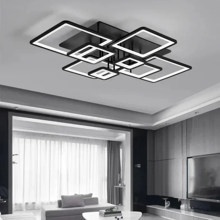 Modern 8-Square LED Ceiling Light with Remote Dimming – Stylish Flush Mount for Home