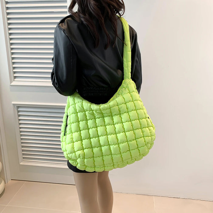 Women’s Puffer Shoulder Bag – Fashion Bubble Tote with Large Capacity