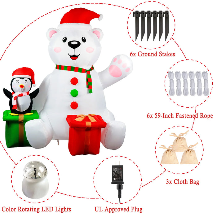 Christmas Inflatable – 6FT Polar Bear & Penguin Outdoor Decor