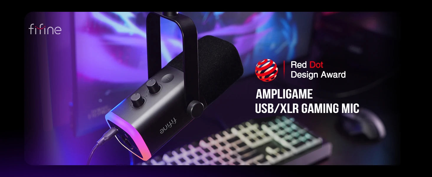 Dynamic USB/XLR Microphone – Cardioid with RGB Lighting & Noise Reduction SF