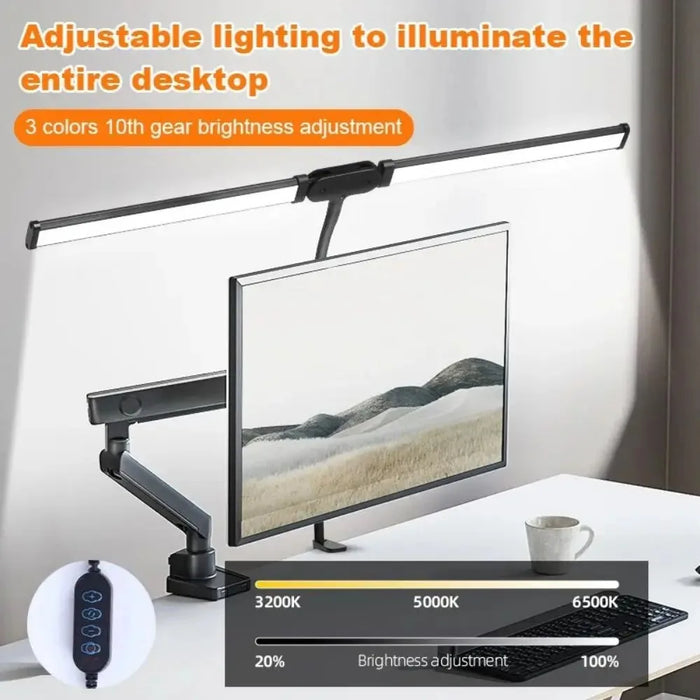 Double-Head LED Desk Lamp – Wide, Adjustable Lighting with 10 Brightness Levels