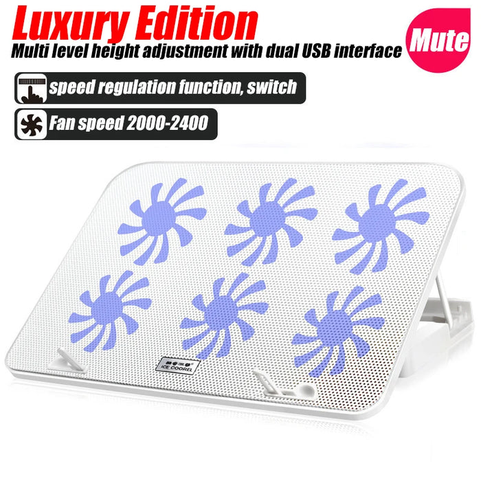 Laptop Cooling Pad – 6-Fan Ultra-Quiet Airflow for 13–18" Notebook