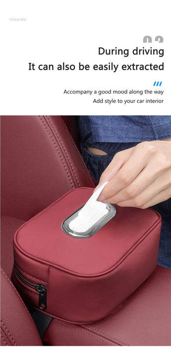 PU Leather Car Tissue Holder – Seat Back & Door Storage