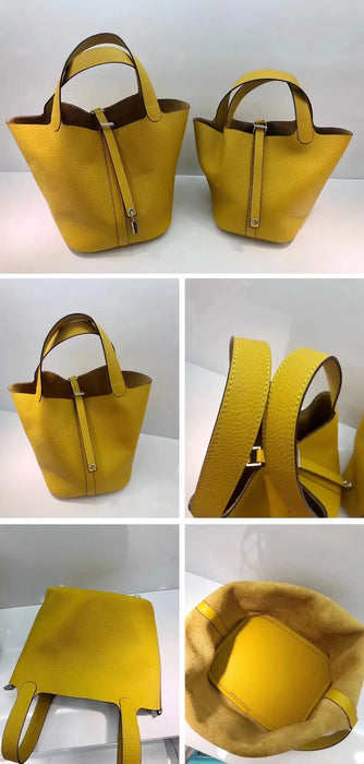 Cowhide Leather Bucket Bag – Soft Fashion for Four Seasons SF