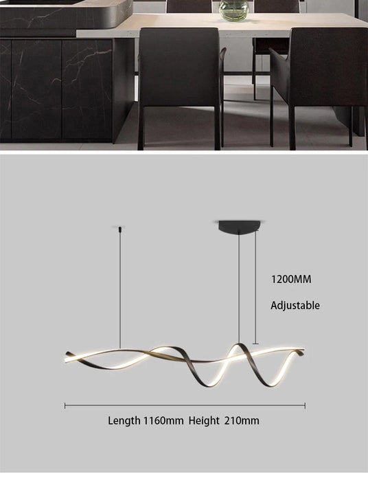 Modern LED Pendant Light – NEO Gleam Black Aluminum Chandelier with Remote Control - Samanta Factory