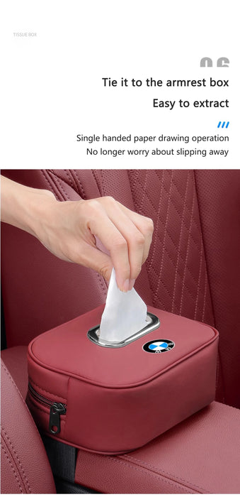 PU Leather Car Tissue Holder – Seat Back & Door Storage