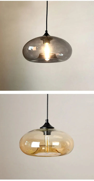 Modern Glass Pendant Light – Elegant LED Ceiling Fixture with Iron Finish - Samanta Factory