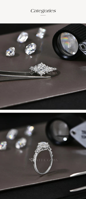 Moissanite Diamond Ring – 1CT D VVS1 Round Cut SF