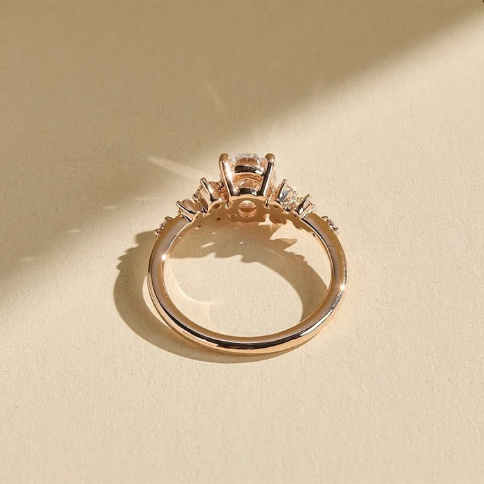 Oval Moissanite Ring – D Color VVS1 Sterling Silver Gold Plated