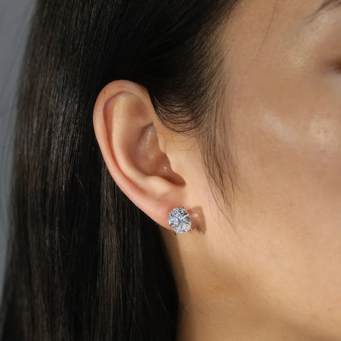 Oval Moissanite Stud Earrings – 0.5–3CT Brilliant Cut in 925 Sterling Silver