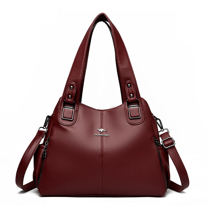 Soft Leather Handbag for Women – Luxury Designer Shoulder Tote, Large Capacity Purse - Samanta Factory