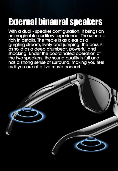 AI Smart Glasses with 6K Camera & Translation – Bluetooth Calling Music Photochromic Eyewear SF