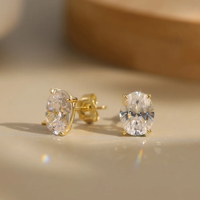 Oval Moissanite Stud Earrings – 0.5–3CT Brilliant Cut in 925 Sterling Silver