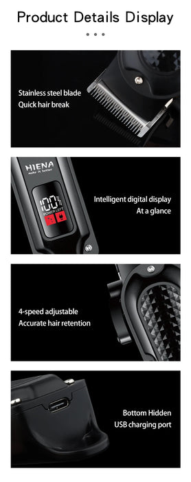 Electric Hair Clipper – Rechargeable Stainless Steel Blade with USB Charging & Adjustable Length