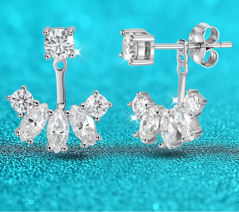 GRA certified D color VVS1 moissanite drop earrings in 925 sterling silver

