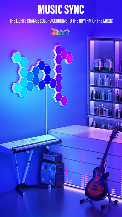 Hexagonal Night Light – DIY Smart LED Wall Panels with App & Music Sync