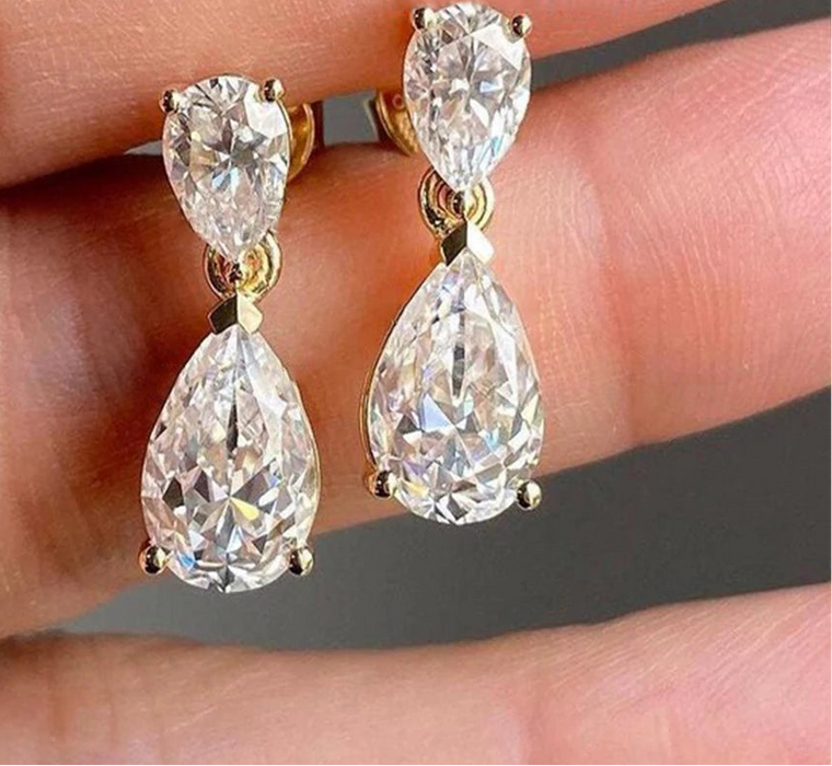 GRA certified D color VVS1 moissanite drop earrings in 925 sterling silver


