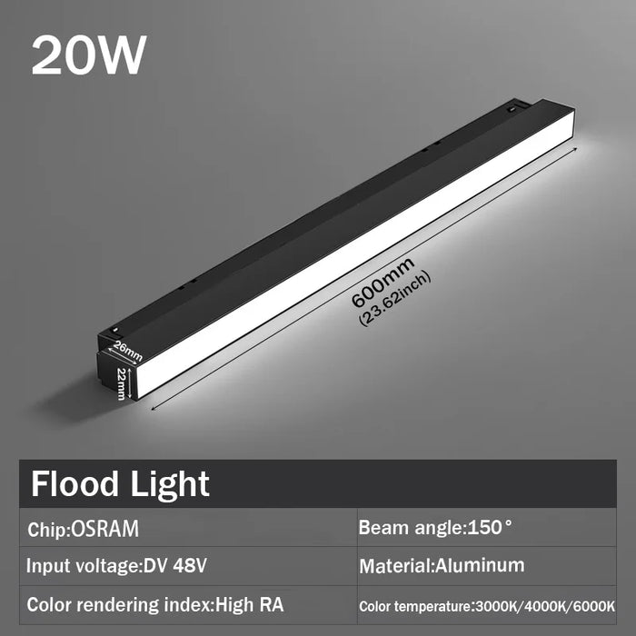 Magnetic LED Track Spotlight – 48V Linear Ceiling Light - Samanta Factory