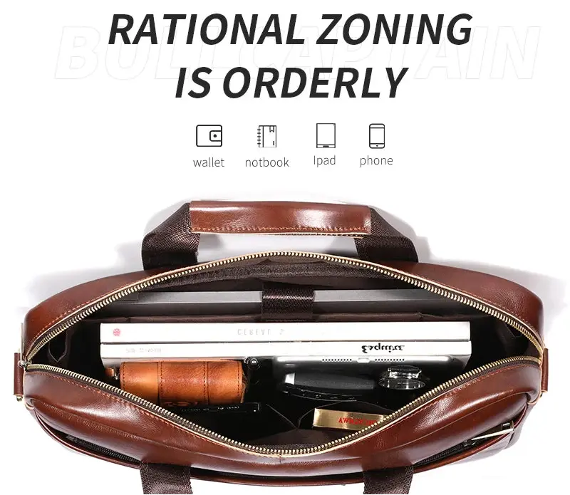 Leather Business Briefcase – Professional 15-Inch Laptop Work Bag SF